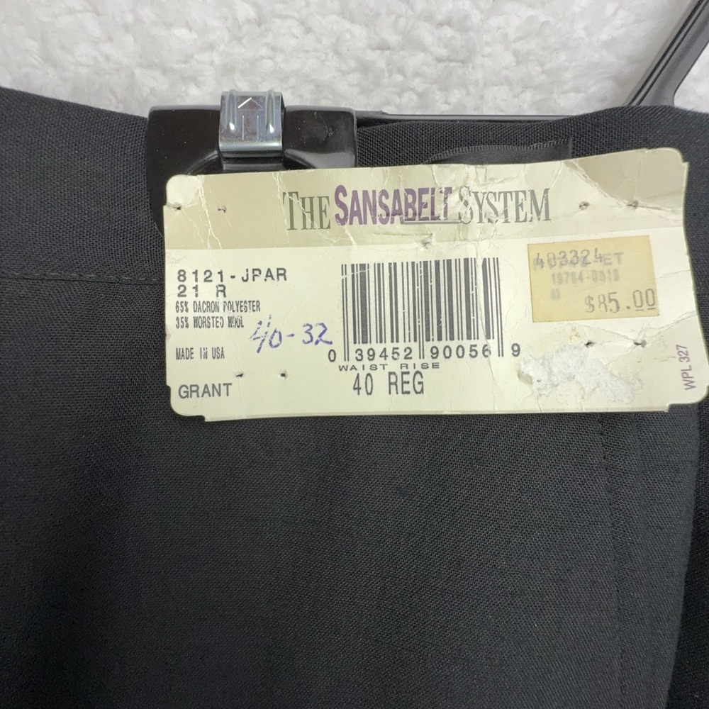 The Sansabelt System Mens 40 Reg Black Polyester Worsted Wool Pants 8121-JPAR‎
